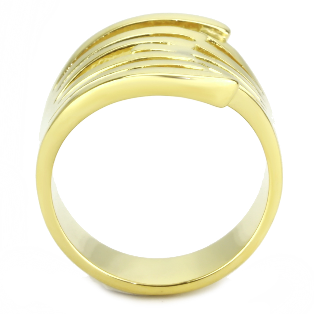 CJ3717 Wholesale Women's Stainless Steel IP Gold Broad Interlocked Ring