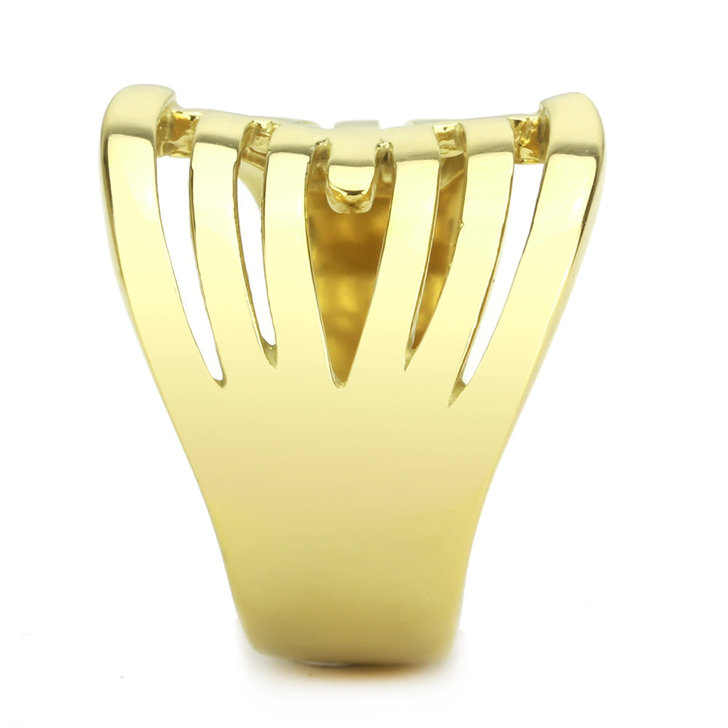 CJ3717 Wholesale Women&#39;s Stainless Steel IP Gold Broad Interlocked Ring