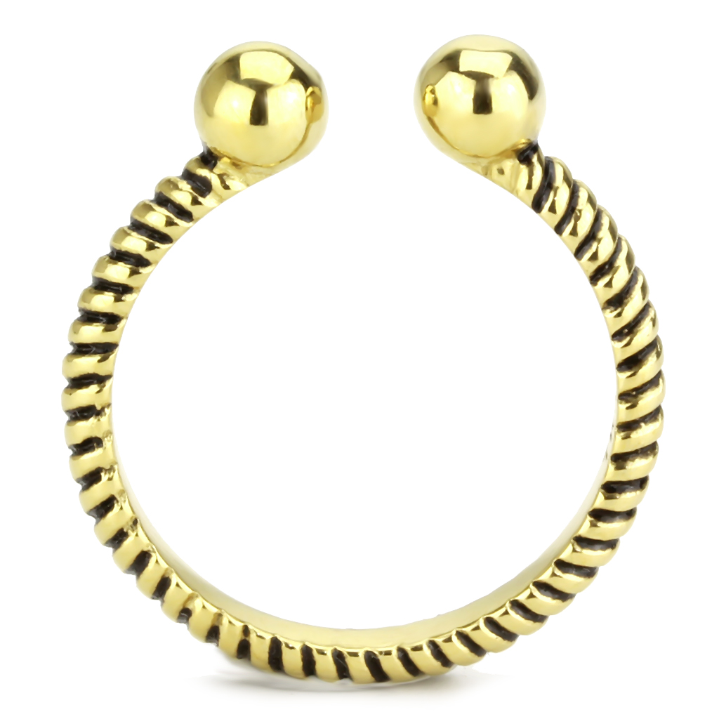 CJ3719 Wholesale Women's Stainless Steel IP Gold Ribbed Minimal Cuff Ring