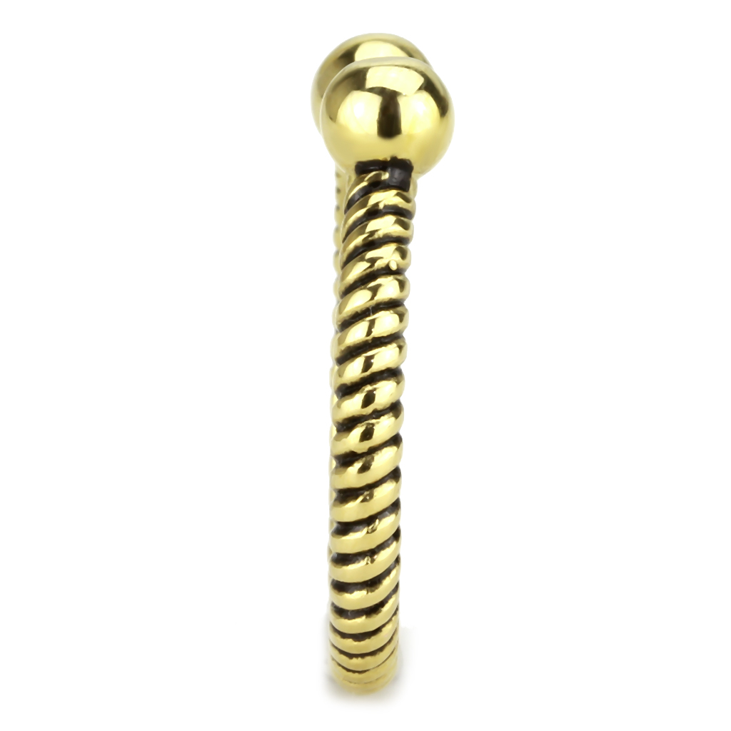 CJ3719 Wholesale Women's Stainless Steel IP Gold Ribbed Minimal Cuff Ring