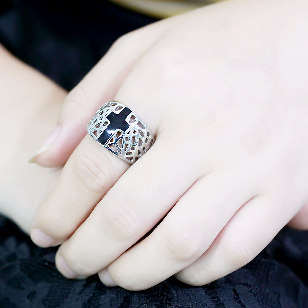 CJ3720 Wholesale Unisex Stainless Steel High polished (no plating) Cross Ring