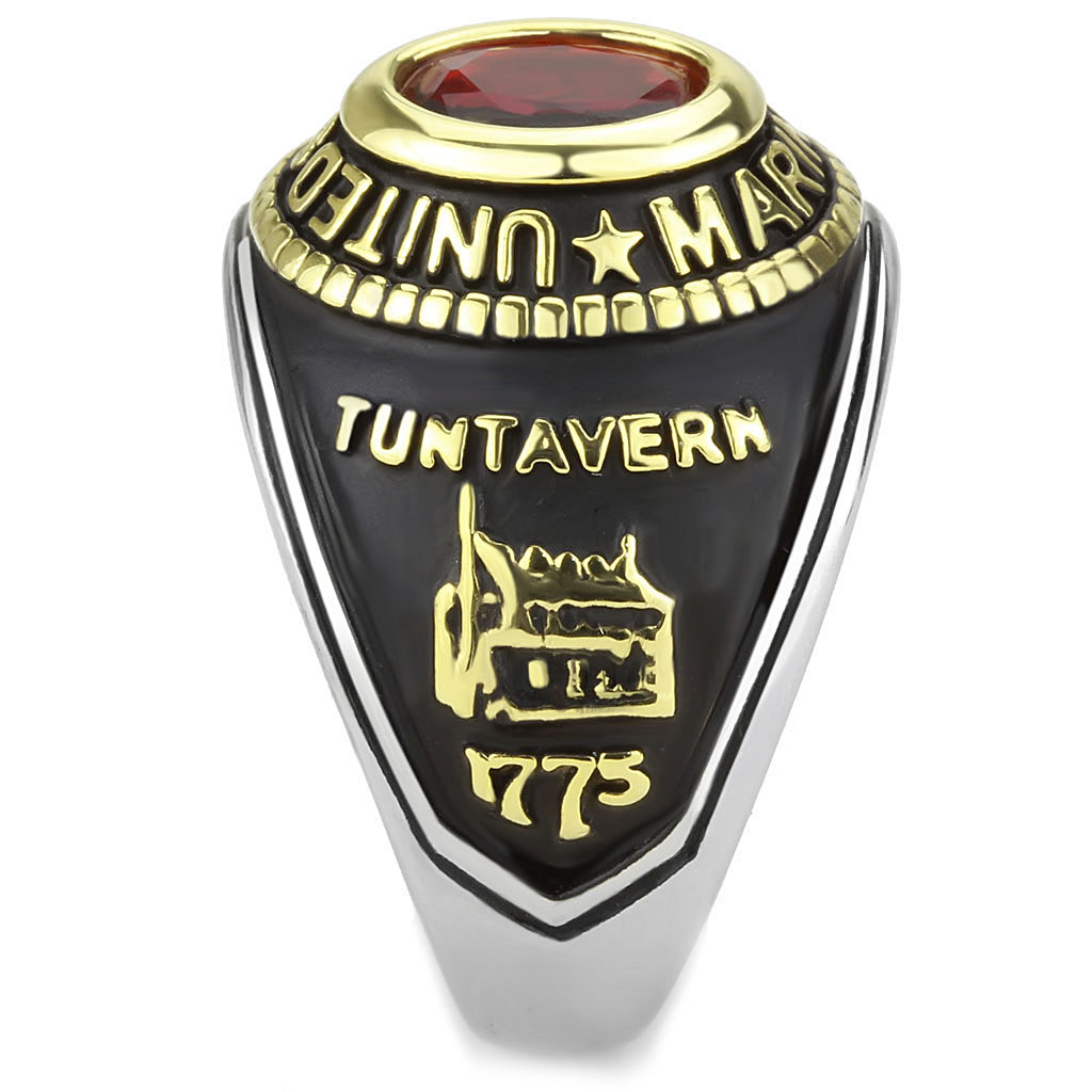 CJ3723 Wholesale Unisex Stainless Steel Two-Tone IP Gold Synthetic Red United States Marines Military Ring