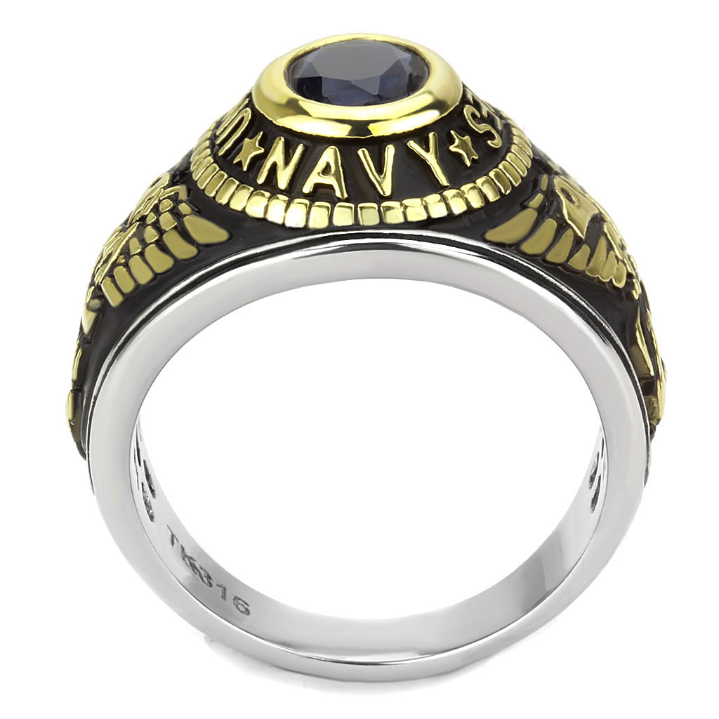 CJ3726 Wholesale Unisex Stainless Steel Two-Tone IP Gold Synthetic Montana United States Navy Military Ring
