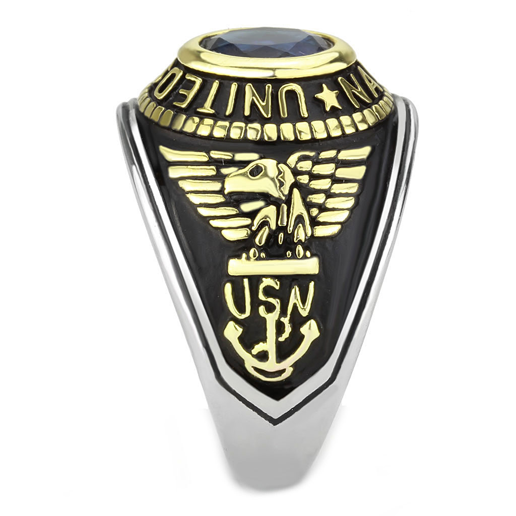CJ3726 Wholesale Unisex Stainless Steel Two-Tone IP Gold Synthetic Montana United States Navy Military Ring