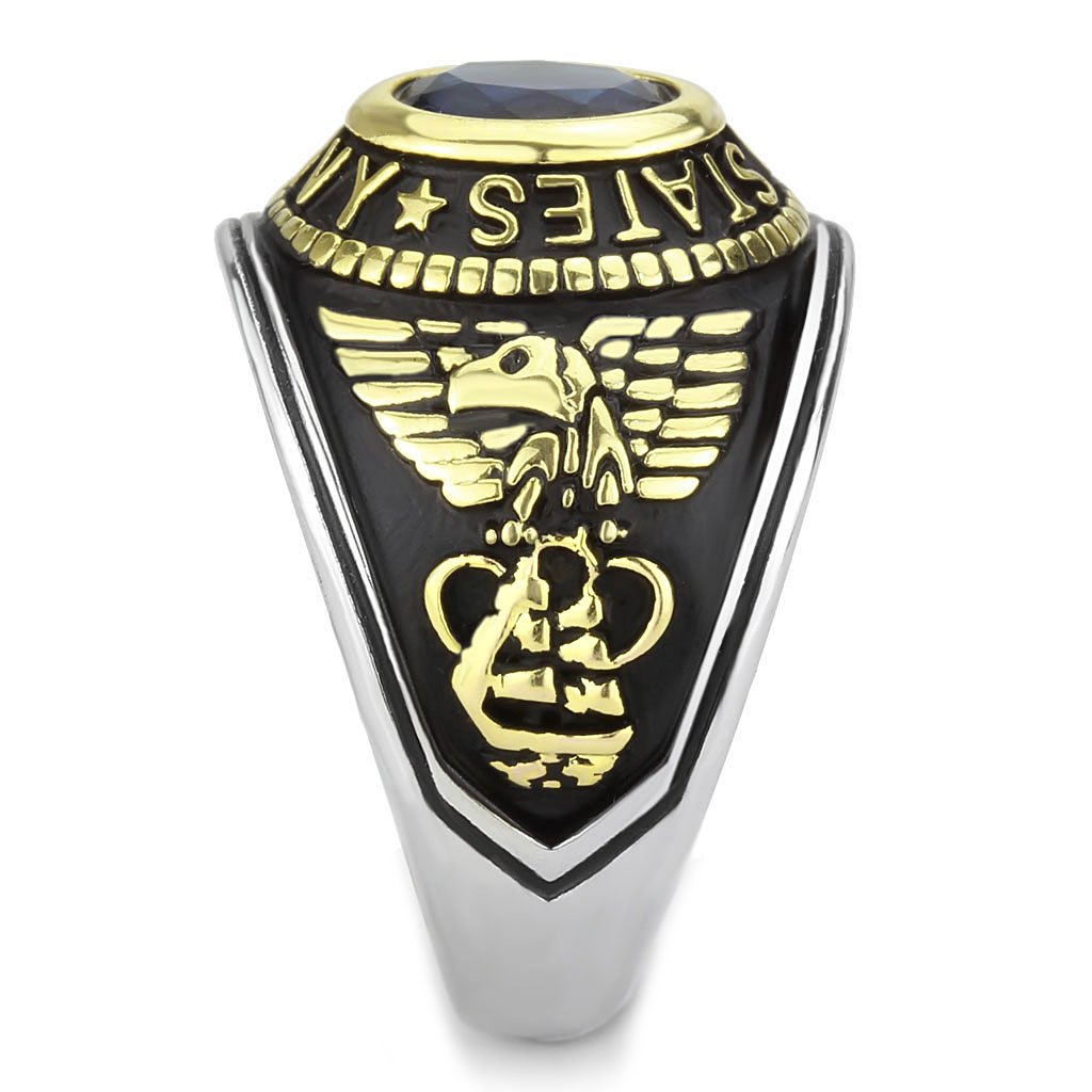 CJ3726 Wholesale Unisex Stainless Steel Two-Tone IP Gold Synthetic Montana United States Navy Military Ring