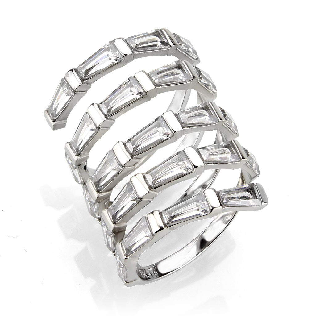 CJ3729 Wholesale Women's Stainless Steel AAA Grade CZ Clear Ring