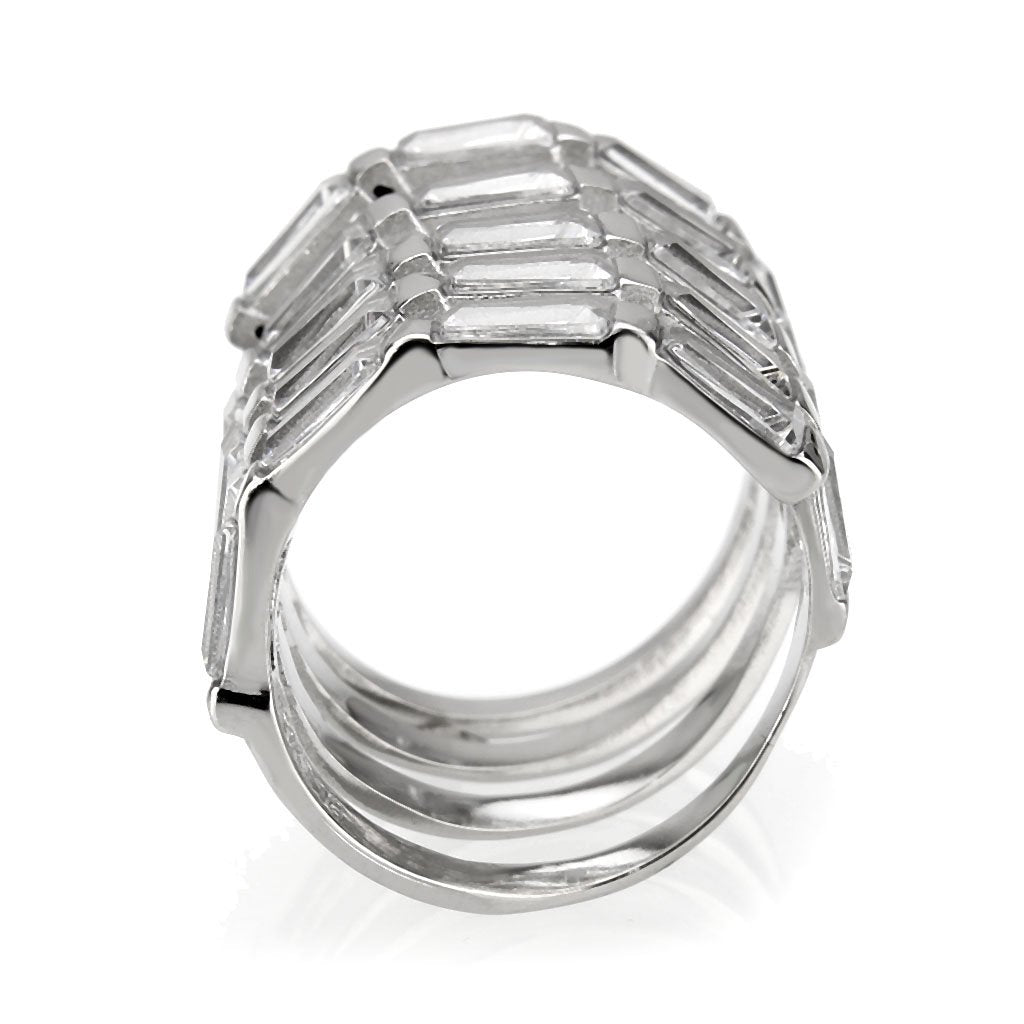 CJ3729 Wholesale Women's Stainless Steel AAA Grade CZ Clear Ring