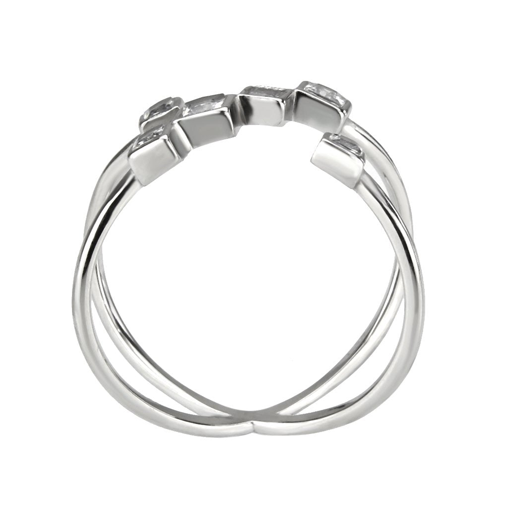 CJ3730 Wholesale Women's Stainless Steel Clear AAA Grade CZ Constellation Cuff Ring