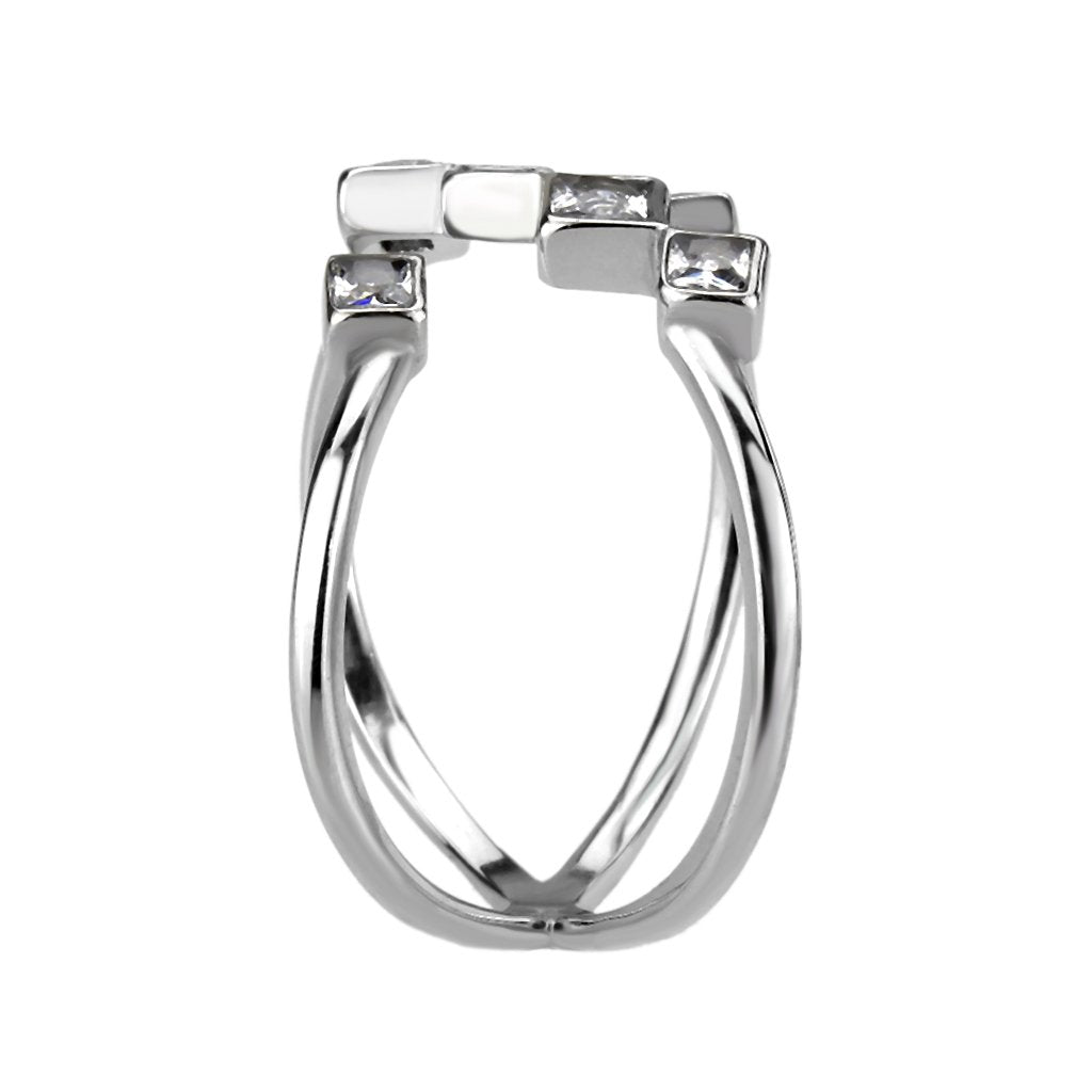 CJ3730 Wholesale Women's Stainless Steel Clear AAA Grade CZ Constellation Cuff Ring
