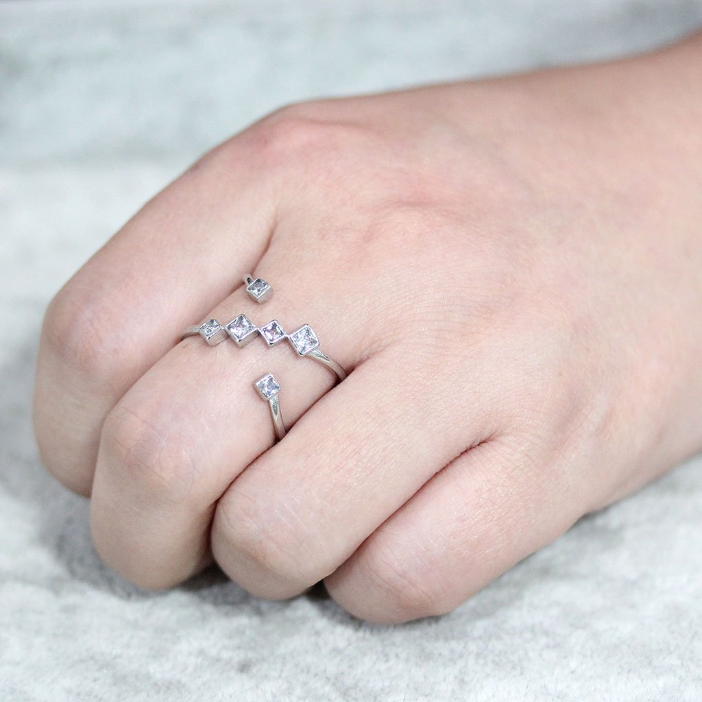 CJ3730 Wholesale Women's Stainless Steel Clear AAA Grade CZ Constellation Cuff Ring