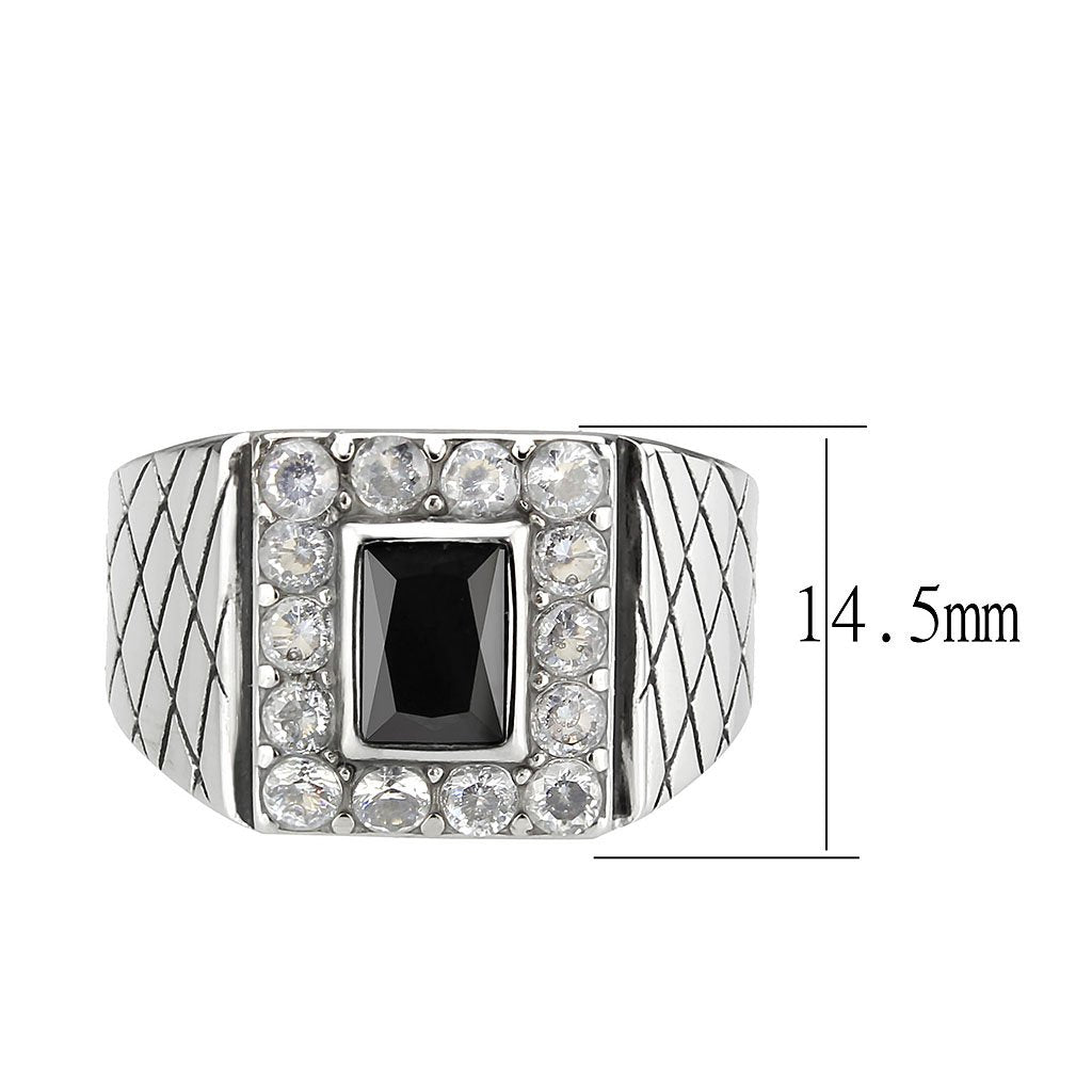 CJ3761 Wholesale Men's Stainless Steel AAA Grade CZ in Jet Black Ring
