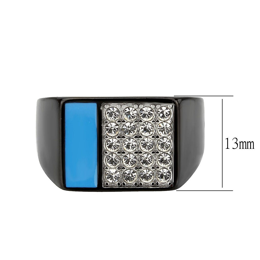 CJ3765 Wholesale Men's Stainless Steel IP Black Clear Top Grade Crystal Ring