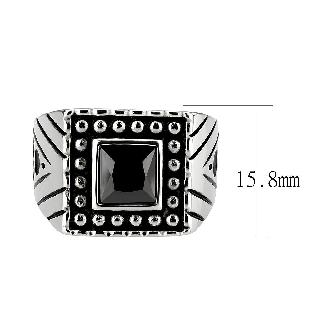 CJ3769 Wholesale Men's Stainless Steel AAA Grade CZ Jet Black Ring