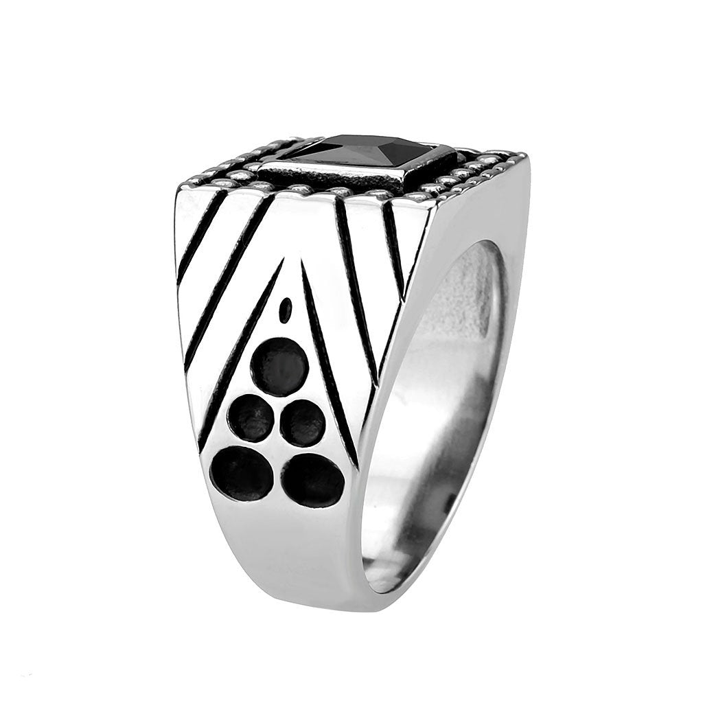 CJ3769 Wholesale Men's Stainless Steel AAA Grade CZ Jet Black Ring