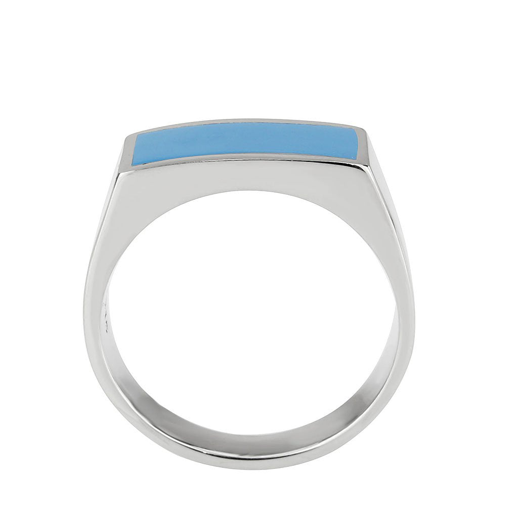 CJ3770 Wholesale Men's Stainless Steel Epoxy Sea Blue Ring