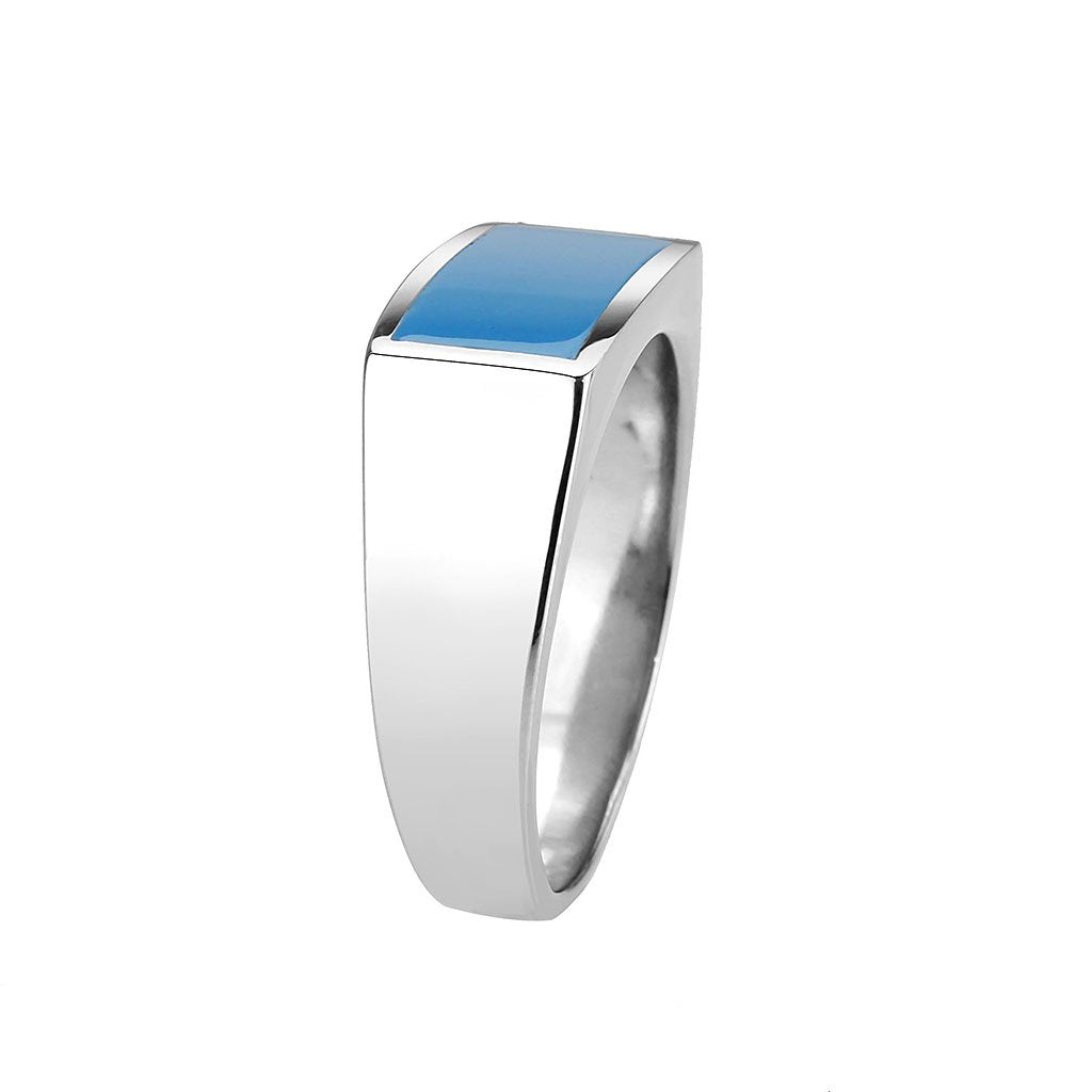 CJ3770 Wholesale Men's Stainless Steel Epoxy Sea Blue Ring