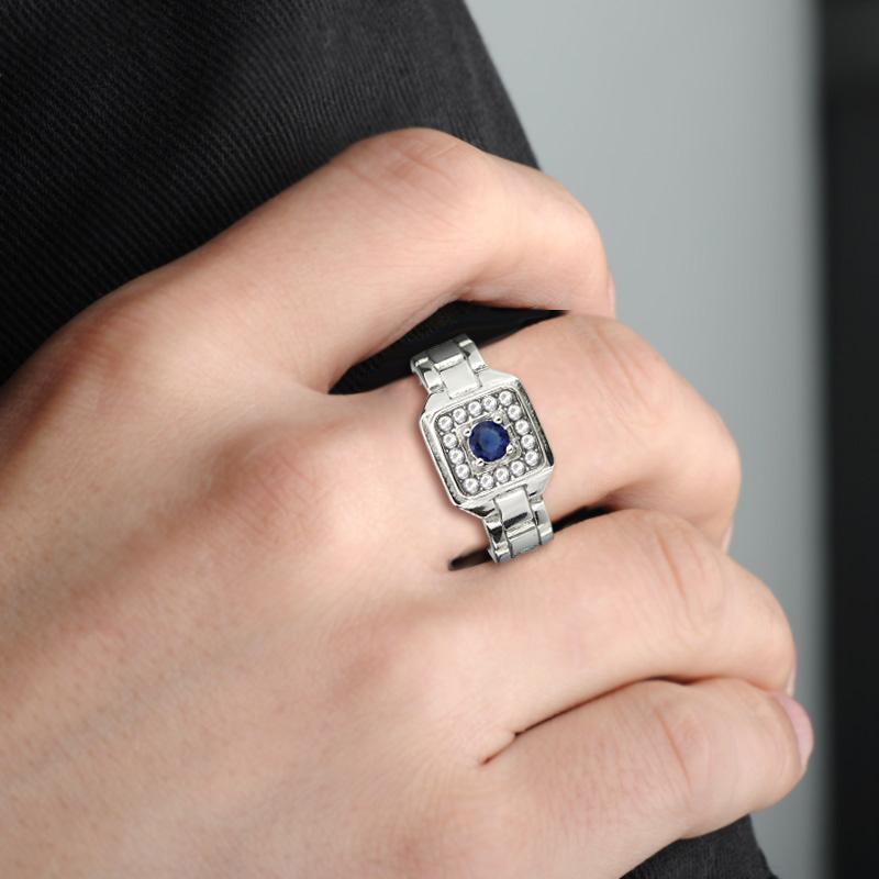 CJ3771 Wholesale Men's Stainless Steel Montana Blue Ring