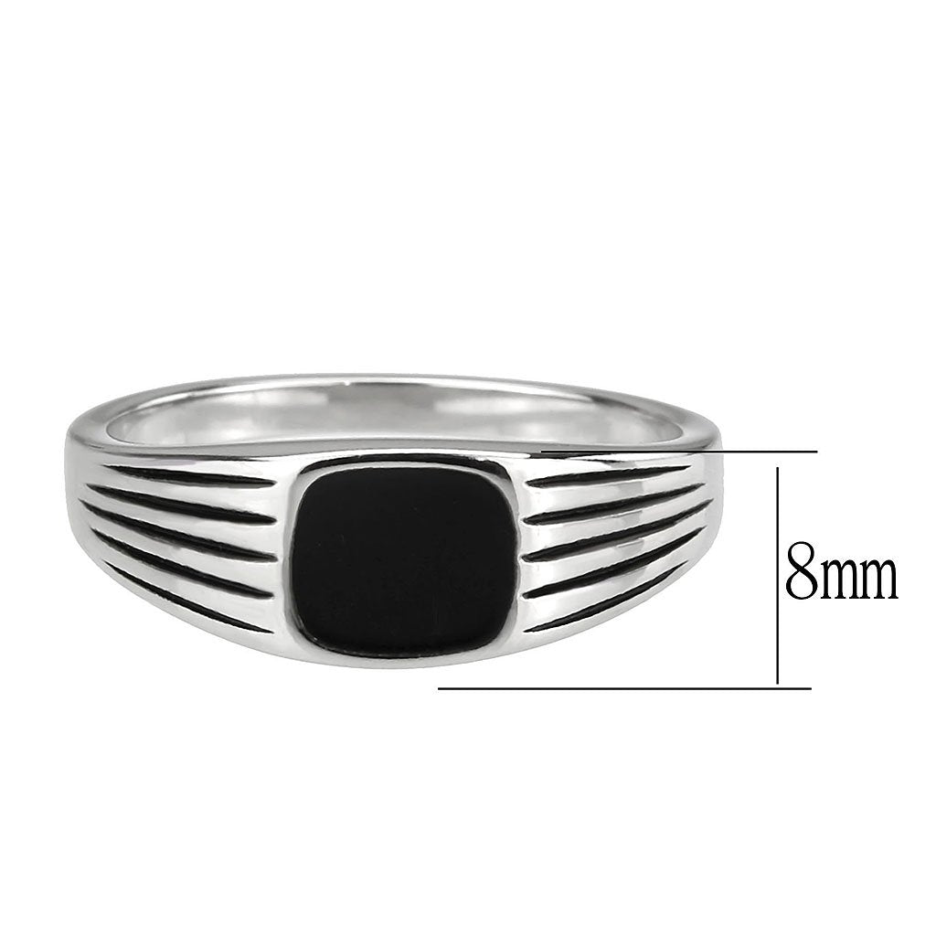 CJ3772 Wholesale Men's Stainless Steel Epoxy Jet Black Ring