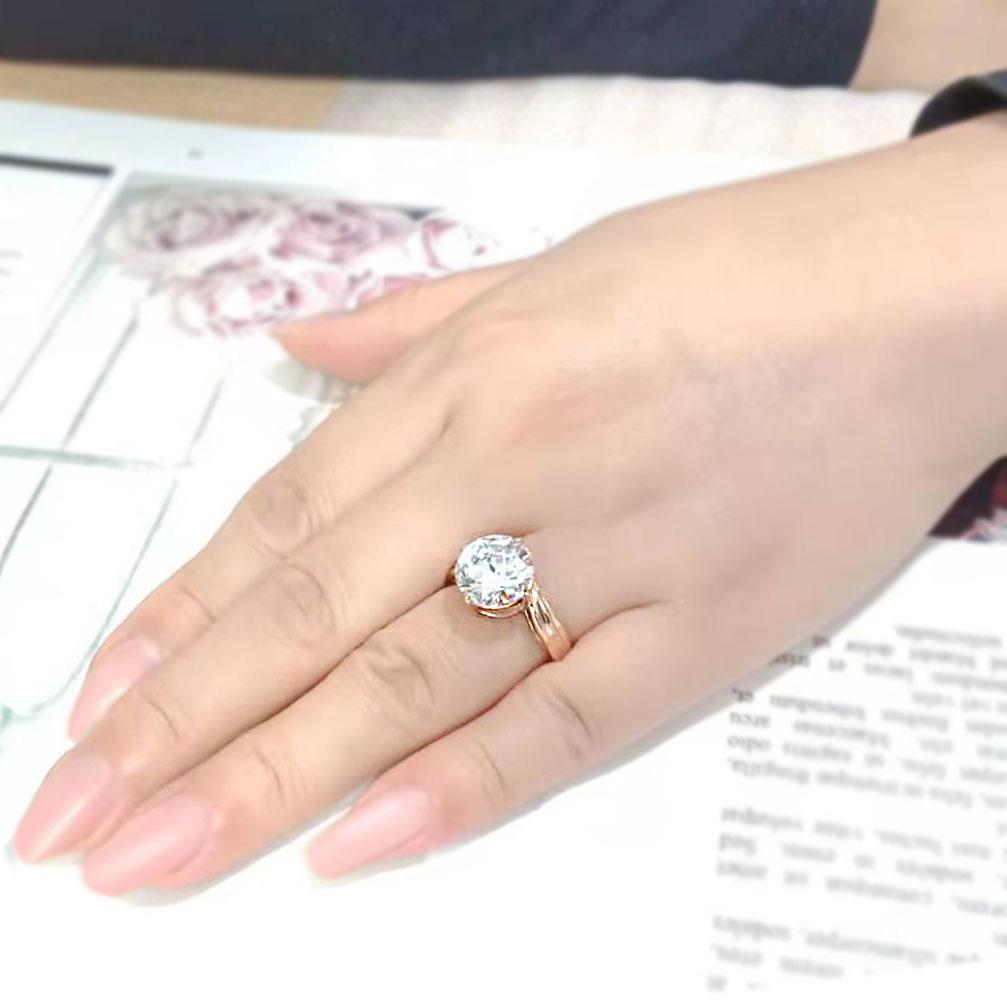 CJ3785 Wholesale Women's Stainless Steel IP Rose Gold Clear AAA Grade Cubic Zirconia Ring