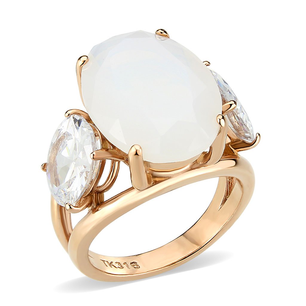 CJ3788 Wholesale Women's Stainless Steel IP Rose Gold Fireopal Ring