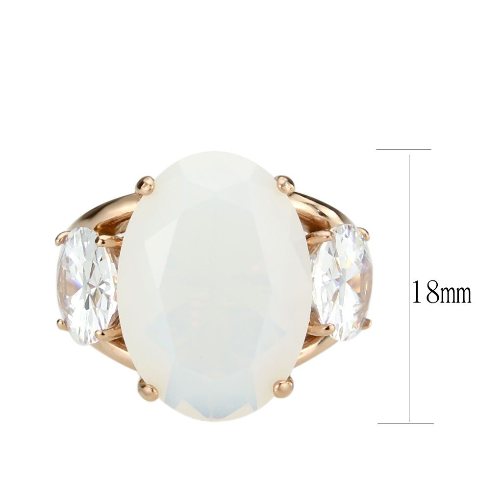 CJ3788 Wholesale Women's Stainless Steel IP Rose Gold Fireopal Ring