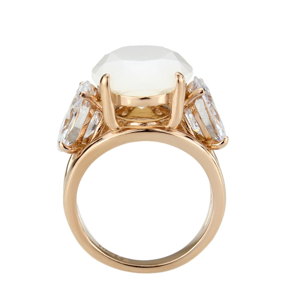 CJ3788 Wholesale Women's Stainless Steel IP Rose Gold Fireopal Ring