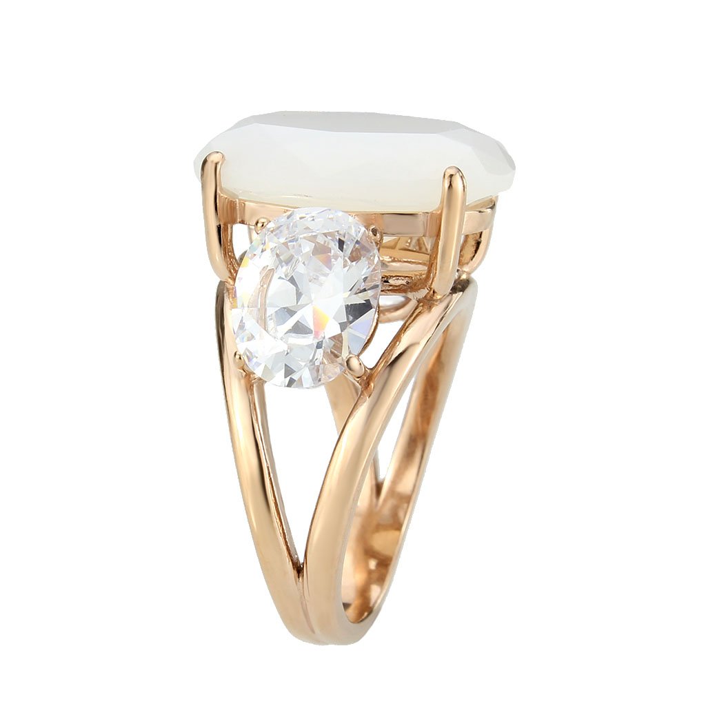 CJ3788 Wholesale Women&#39;s Stainless Steel IP Rose Gold Fireopal Ring