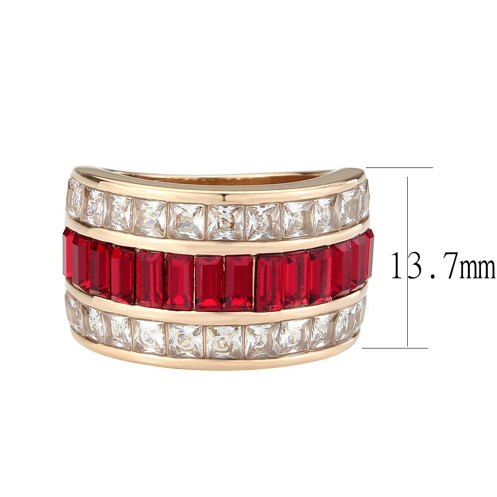 CJ3823 Wholesale Women&#39;s Stainless Steel IP Rose Gold Red Top Grade Crystal Ring