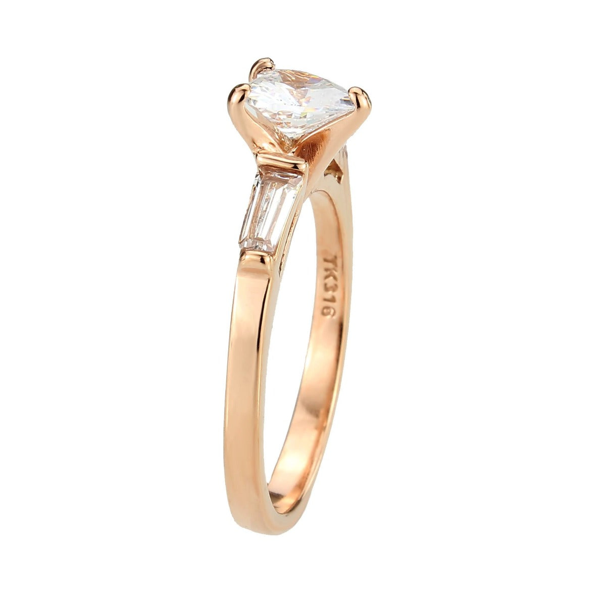 CJ3829 Wholesale Women&#39;s Stainless Steel IP Rose Gold Clear AAA Grade CZ Heart Ring