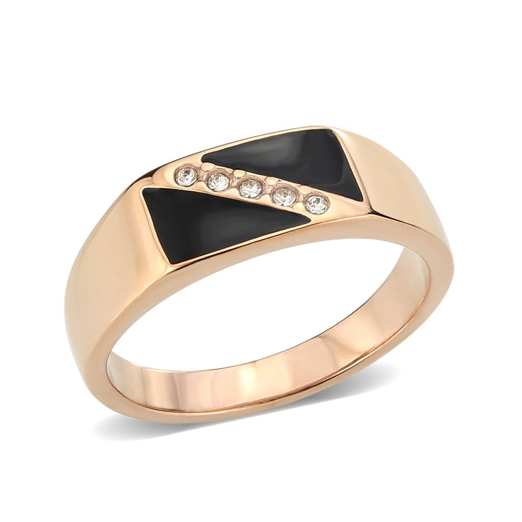 CJ3831 Wholesale Men's Stainless Steel IP Rose Gold Clear Top Grade Crystal Ring