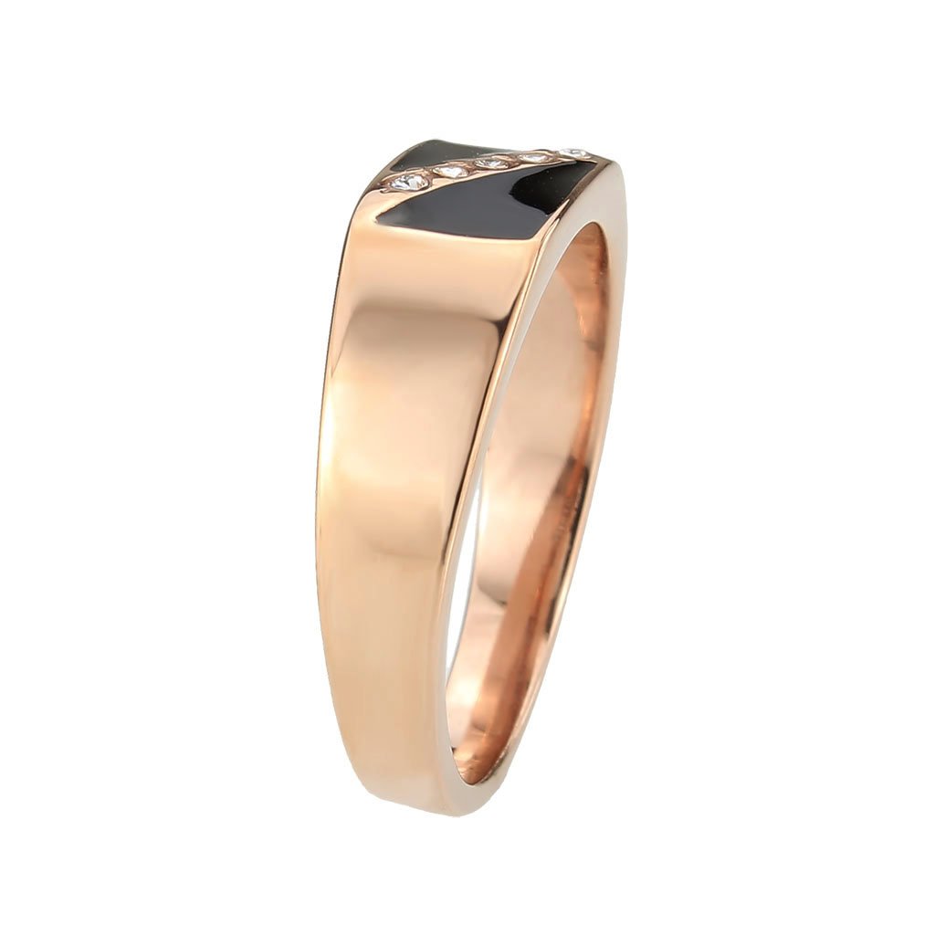 CJ3831 Wholesale Men's Stainless Steel IP Rose Gold Clear Top Grade Crystal Ring