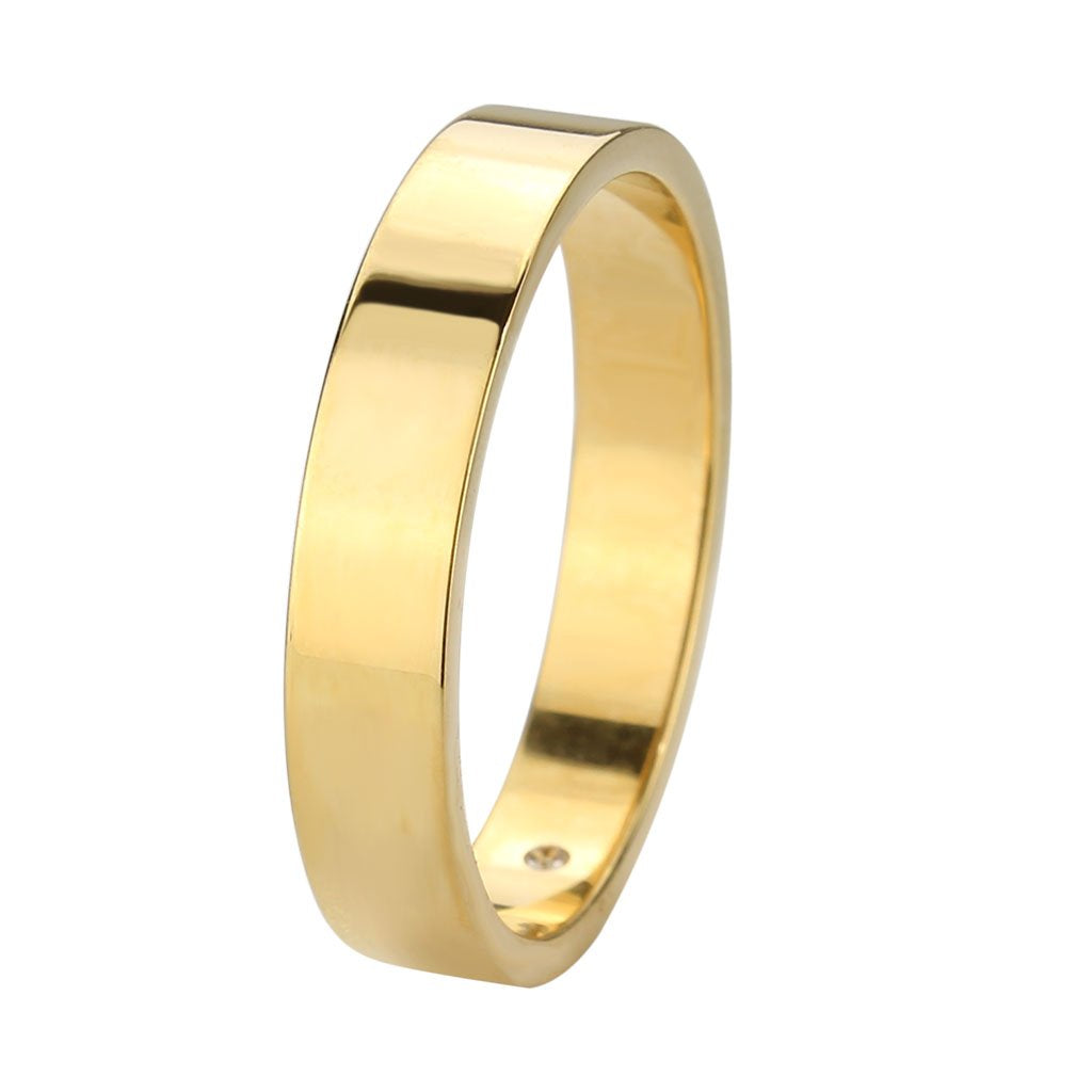 CJ3832 Wholesale Unisex Stainless Steel Top Grade Crystal Clear IP Gold Band Ring