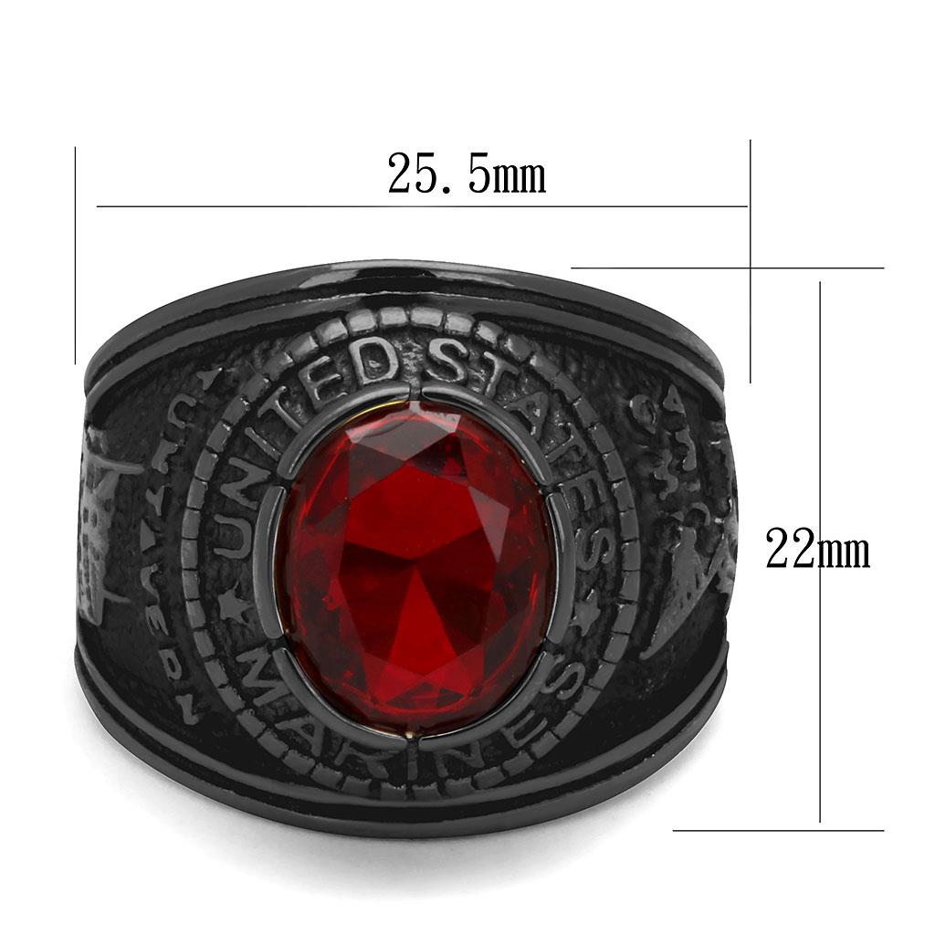 CJ414703J Wholesale Men's Stainless Steel IP Black Synthetic Siam United States Marines Ring