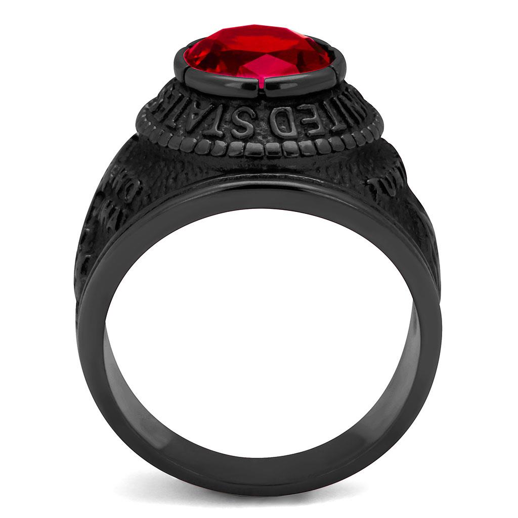 CJ414703J Wholesale Men's Stainless Steel IP Black Synthetic Siam United States Marines Ring