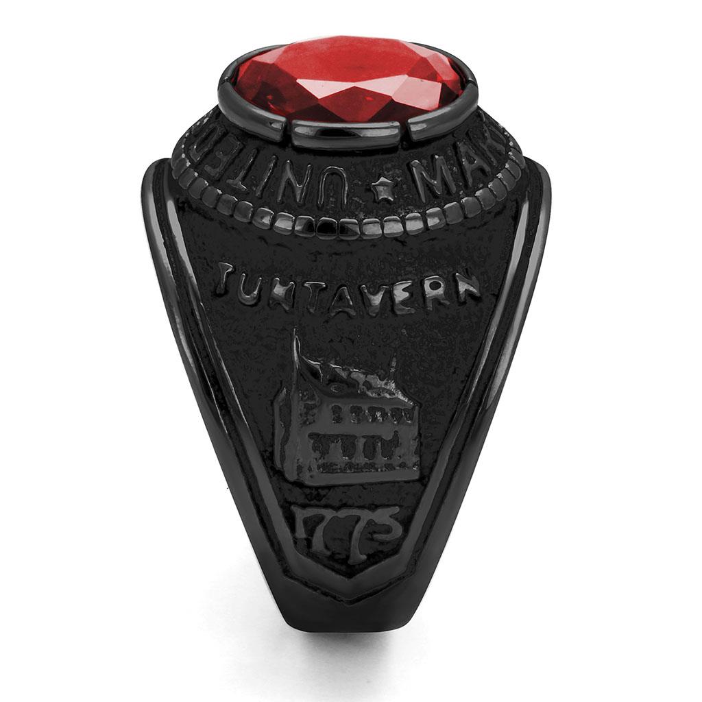 CJ414703J Wholesale Men's Stainless Steel IP Black Synthetic Siam United States Marines Ring