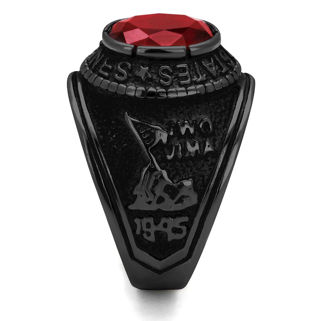 CJ414703J Wholesale Men's Stainless Steel IP Black Synthetic Siam United States Marines Ring