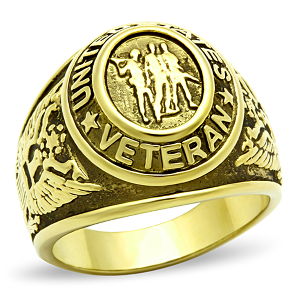 CJE704 Men's Veterans IP Gold Plated Ring