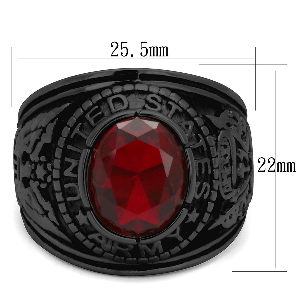 CJ414706J Wholesale Men&#39;s Stainless Steel IP Black Synthetic Siam United States Army Ring