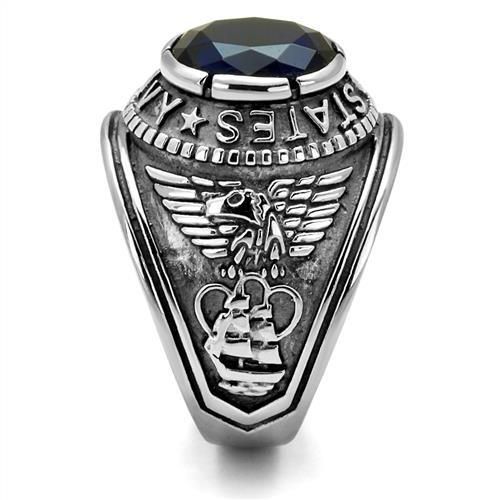 CJ7872OS Wholesale - Stainless Steel "United States Navy" Sapphire Ring