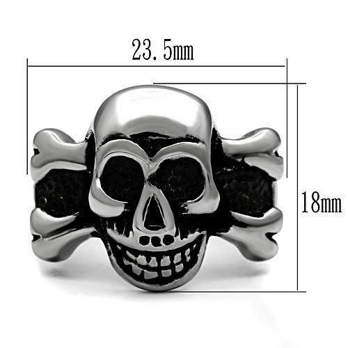 CJ474 Wholesale Men's Stainless Steel Crossbones Skull Ring