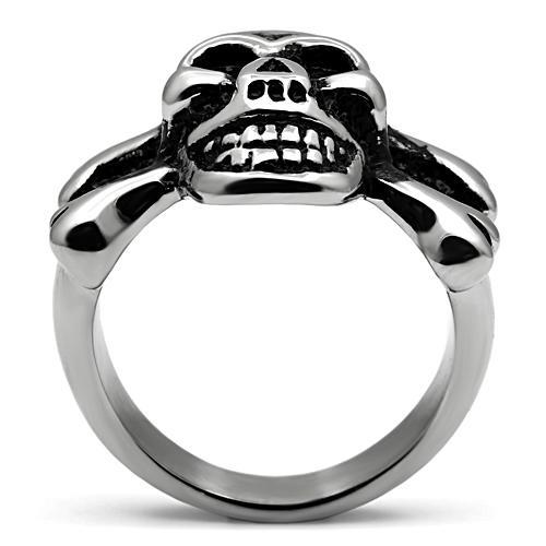CJ474 Wholesale Men's Stainless Steel Crossbones Skull Ring