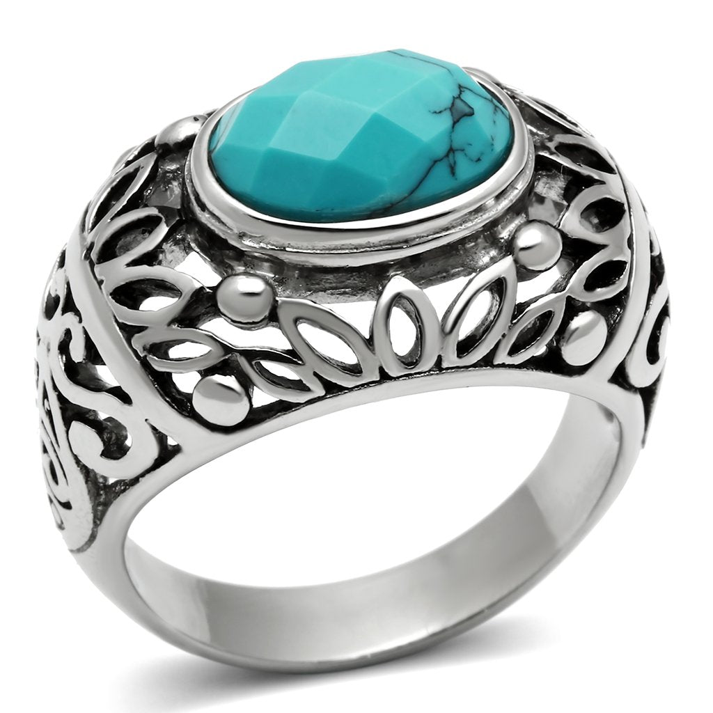 CJG2432 Stainless Steel Turquoise Ring