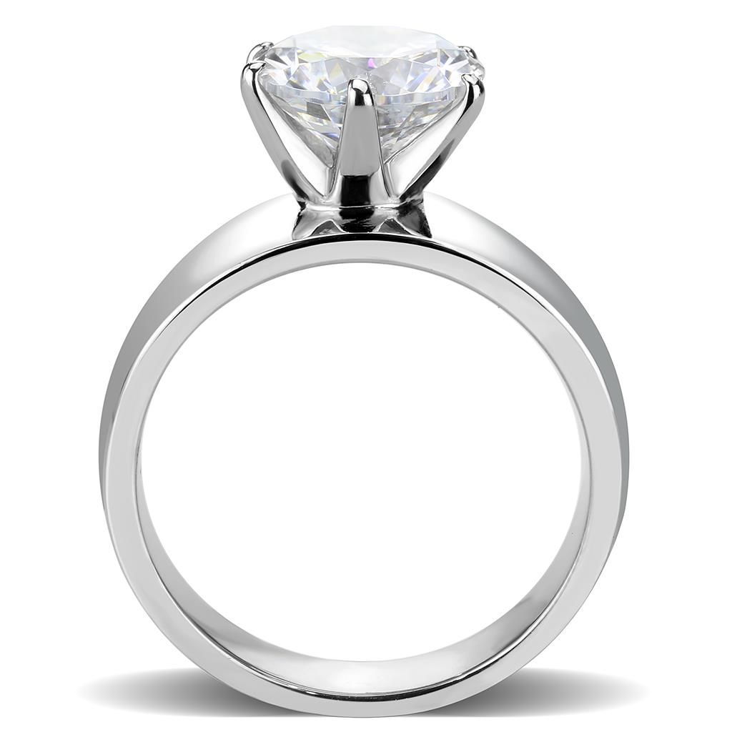 CJ52004 Wholesale Women's Stainless Steel AAA Grade CZ Clear Round Solitaire Ring