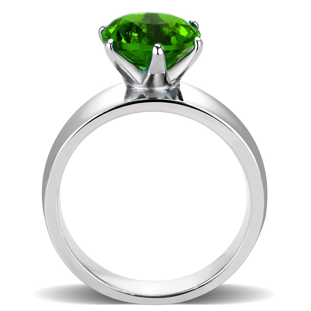 CJ52008 Wholesale Women's Stainless Steel Synthetic Peridot Round Solitaire Ring