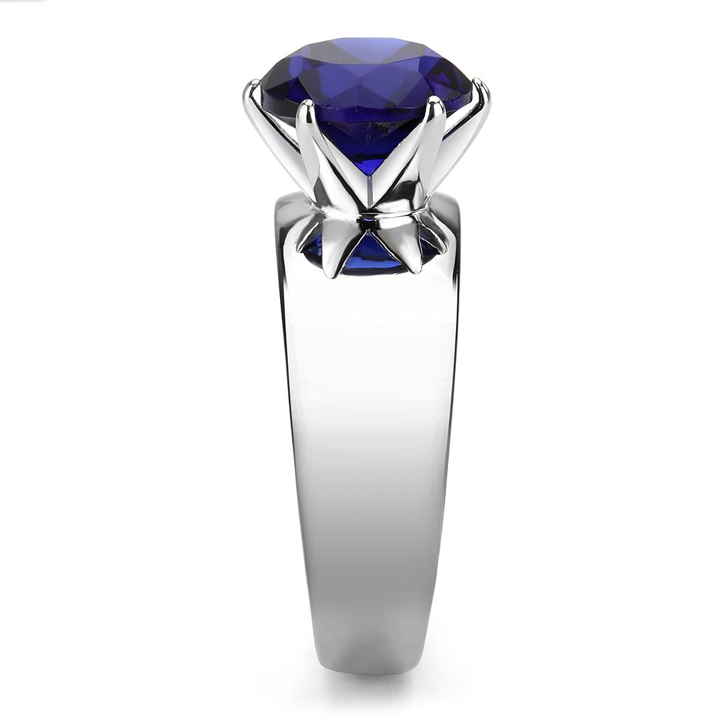 CJ52009 Wholesale Women's Stainless Steel Synthetic Montana Round Solitaire Ring