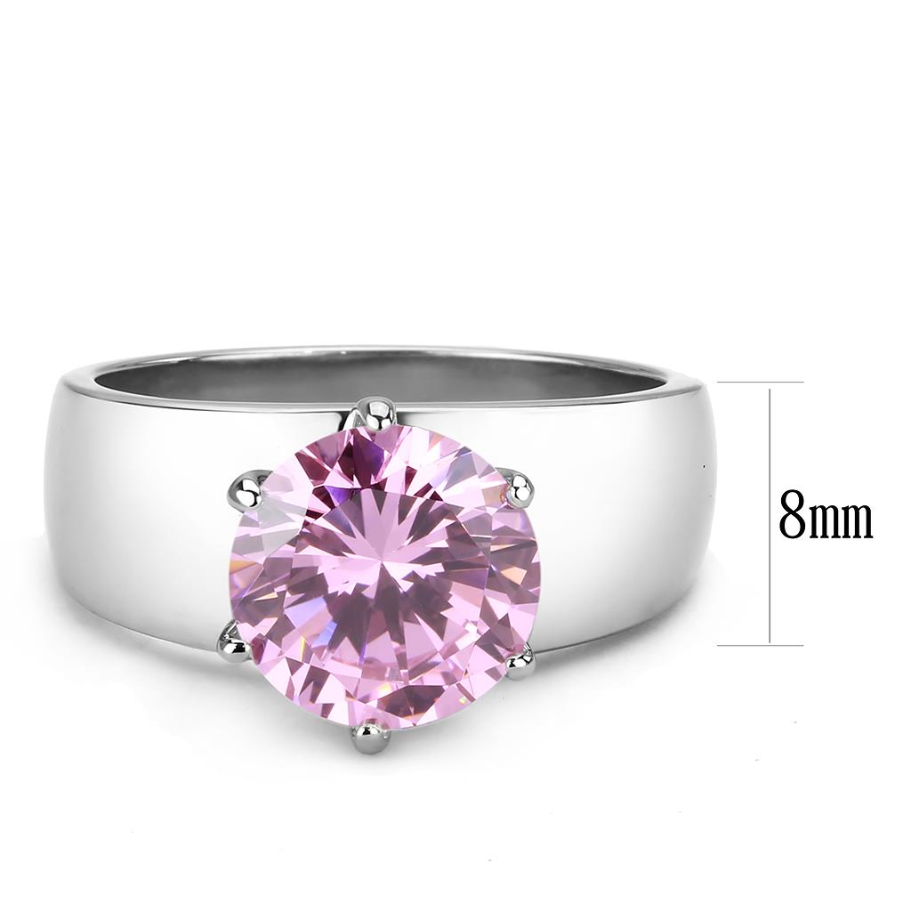 CJ52010 Wholesale Women's Stainless Steel AAA Grade CZ Rose Round Solitaire Ring