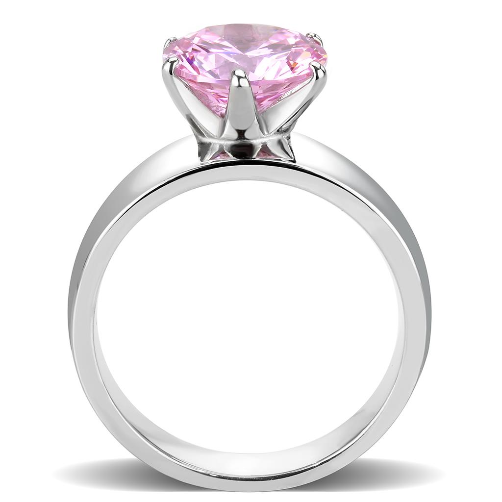 CJ52010 Wholesale Women&#39;s Stainless Steel AAA Grade CZ Rose Round Solitaire Ring