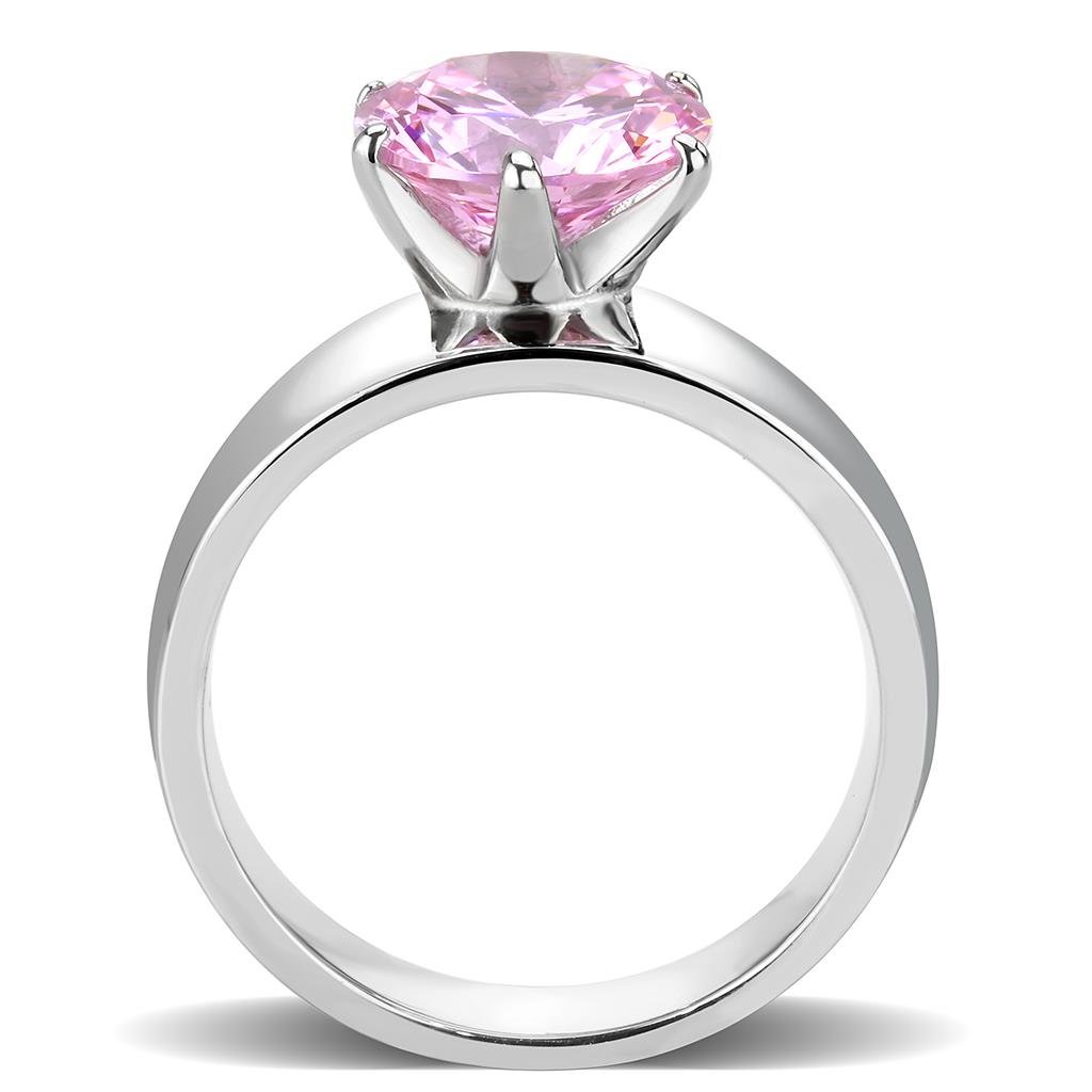 CJ52010 Wholesale Women's Stainless Steel AAA Grade CZ Rose Round Solitaire Ring