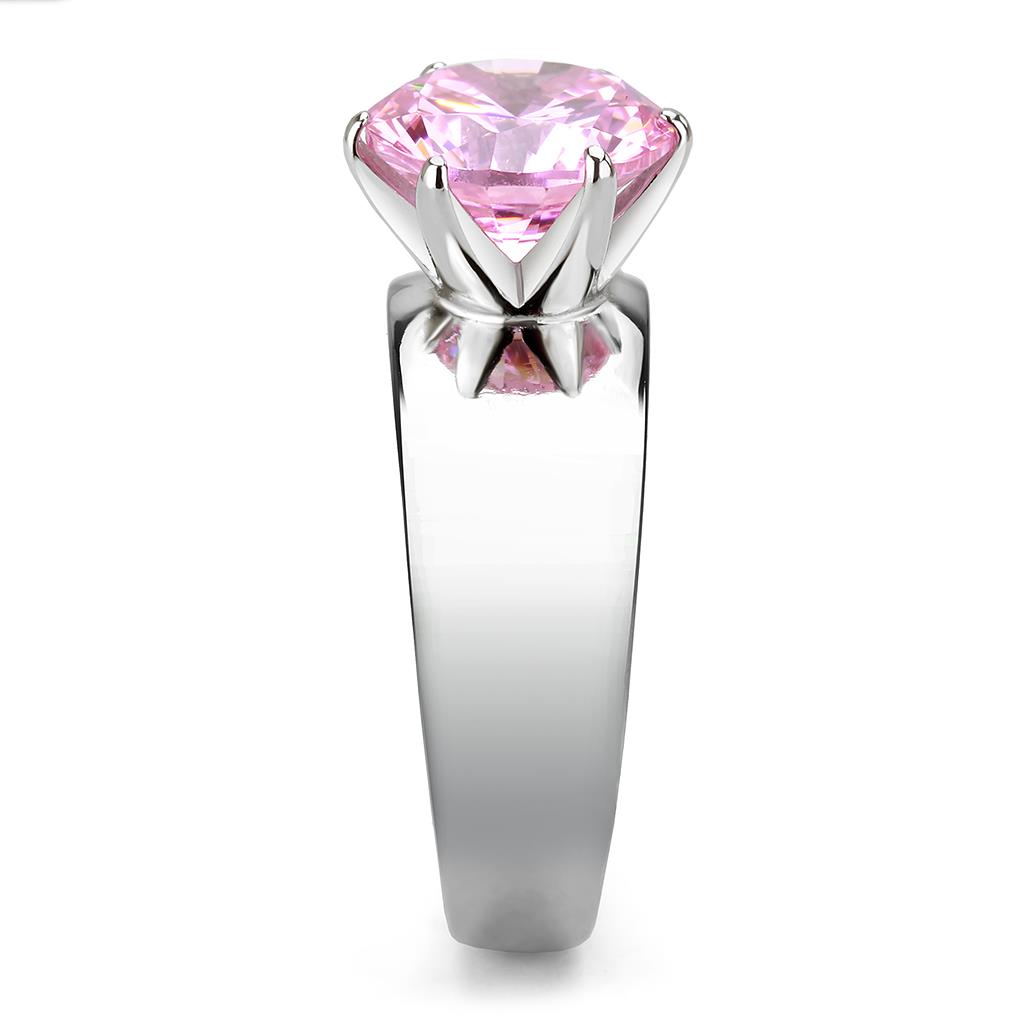 CJ52010 Wholesale Women's Stainless Steel AAA Grade CZ Rose Round Solitaire Ring