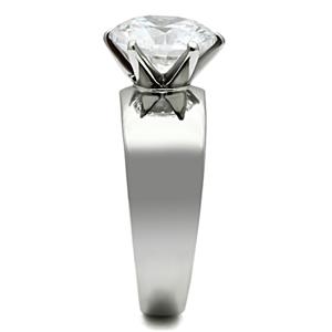 CJ932SP Wholesale Round CZ Stainless Steel High Polished Engagement Ring